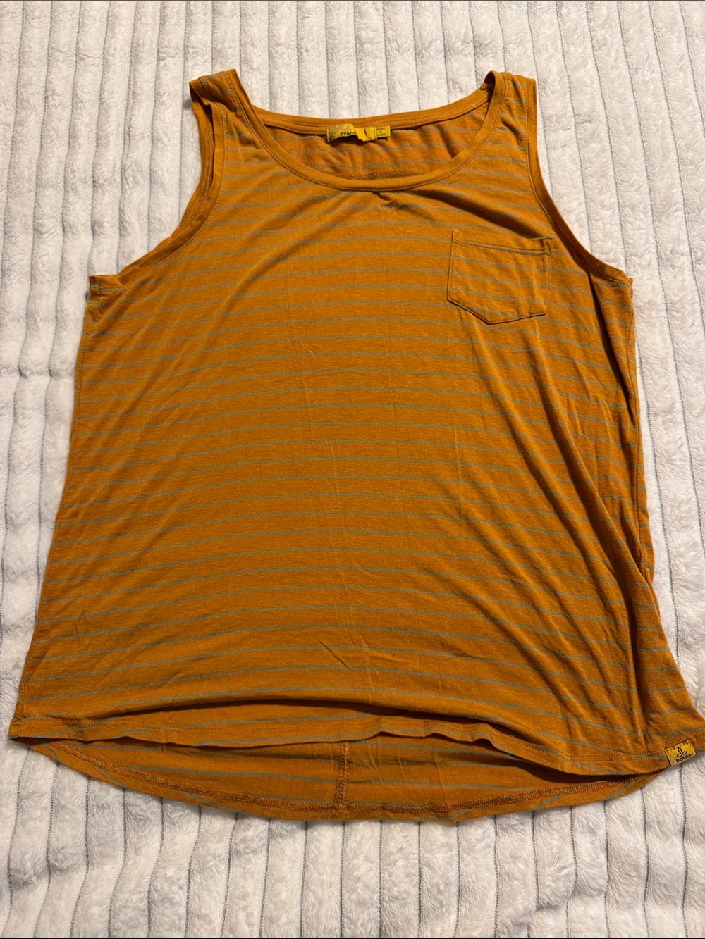 Prana Ochre Striped Tank with Pocket